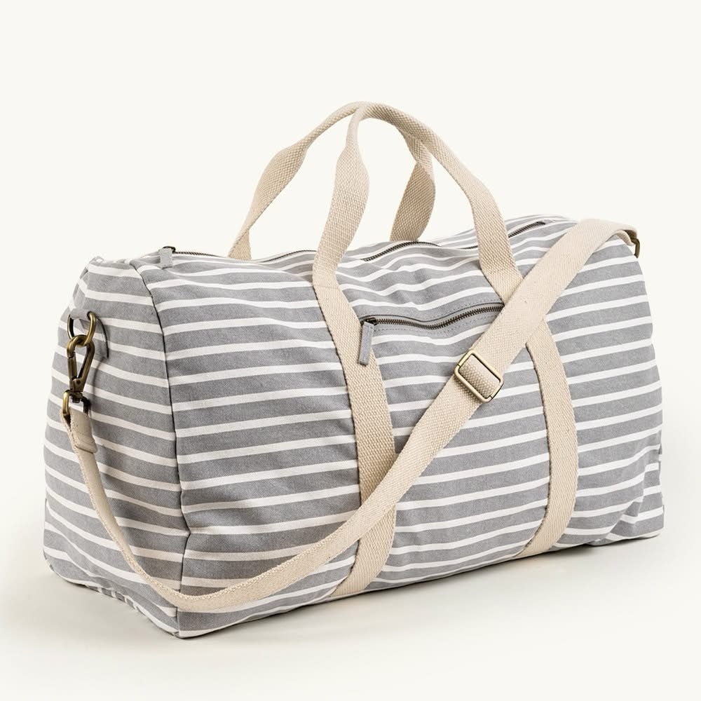 Known Supply Weekender Duffle in Light Grey Stripe
